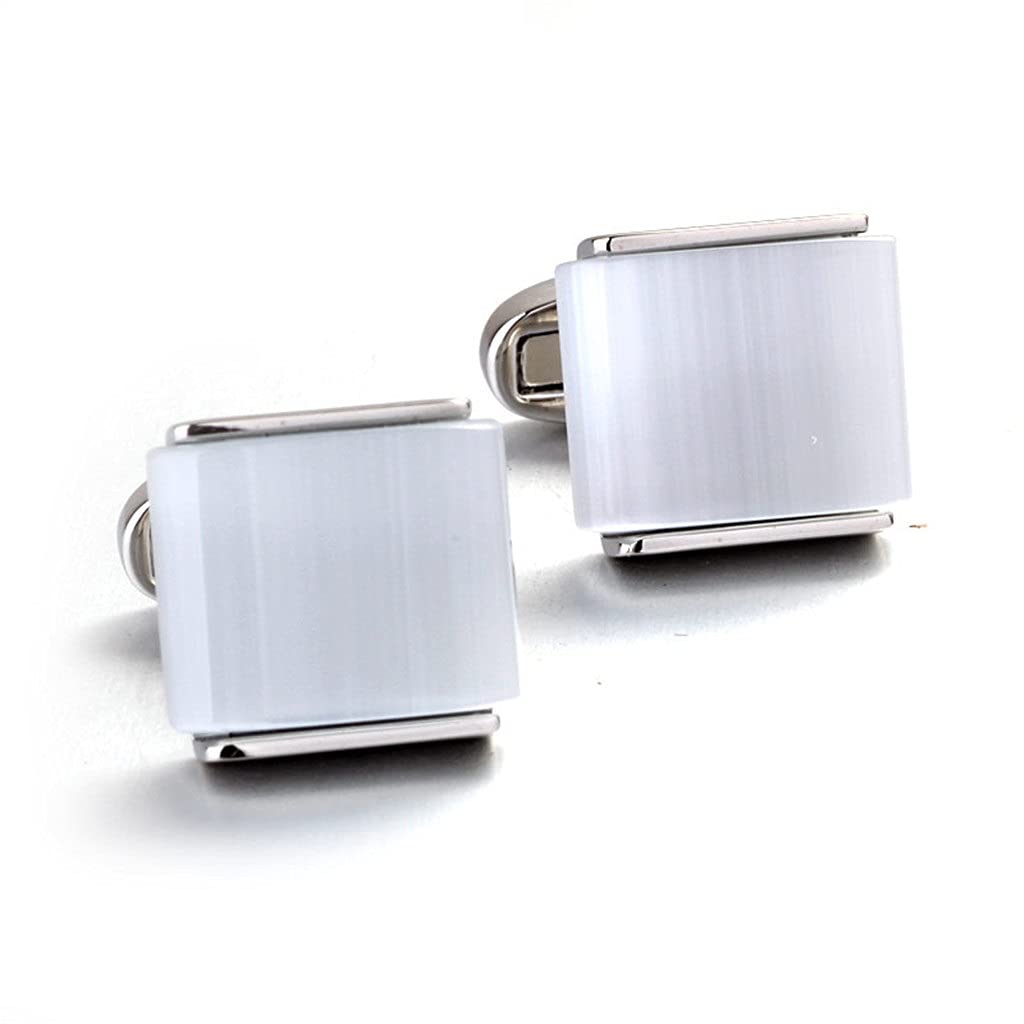 Rilascio Gemelli in opale bianco Polsini della camicia francese Gemelli della camicia francese eleganti e raffinati Gemelli della camicia francese sobri ed eleganti