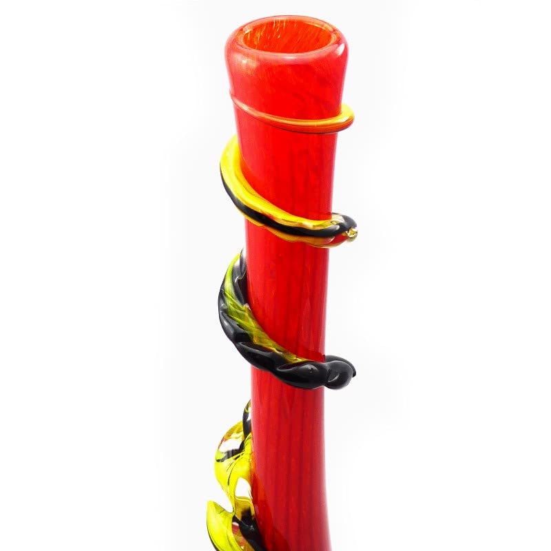 Noble Glass Glas Bong XL Softglas Bong (Rot-Schwarz-Gelb) Handgemachte Wasserpfeife 50 cm - 420QUEENZ Bong-Kollektion – Bild 4