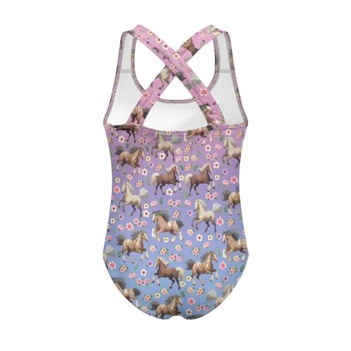 Image of Kid One Piece Swimsuit with Cross Back Girls Summer Sleeveles Swimwear for 5-14 Years