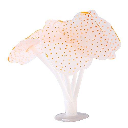 Image of Emily Pets Imported Silicone Aquarium Fish Tank Decor Artificial Coral Plant Underwater Decoration (Orange)
