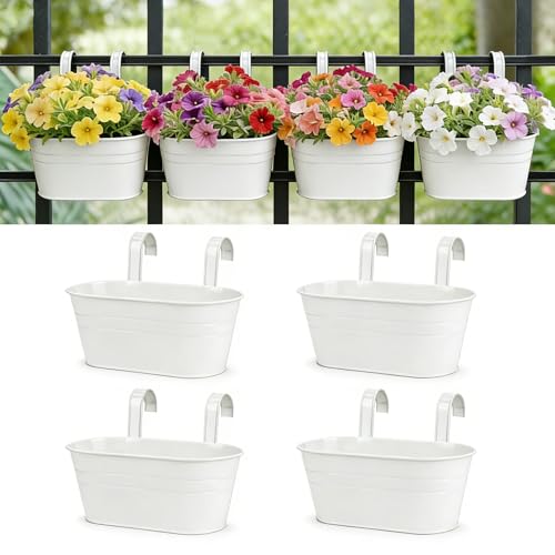 RIOGOO Pots de Fleurs Pots de Fleurs à Suspendre en Fer en Métal Pots de Jardin Jardinières de Balcon Seau en Métal Porte-Fleurs à Suspendre Décor Pot-...