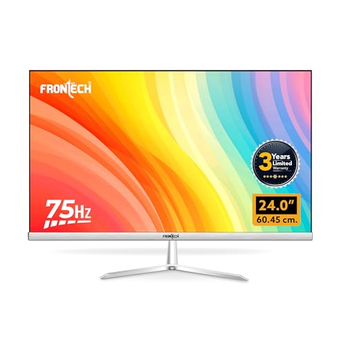 Image of FRONTECH 24 Inch Ultima Series LED Monitor | Refresh Rate 75 Hz,IPS Panel | Full HD 1080p, Wall Mountable Sleek & Elegant Design | HDMI & VGA Ports, Dual 2W Built-in Speakers (MON-0062,White)