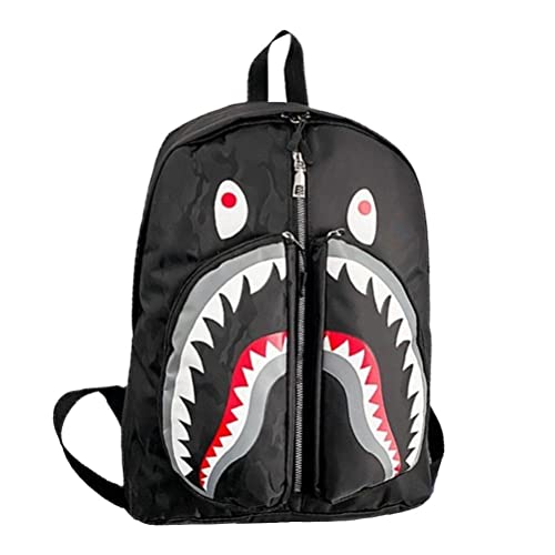 Luqeeg Hai-Rucksäcke Shark Camo Rucksäcke mit verschleißfestem wasserdichtem Verstellbare Schultergurte Große Kapazität Graffiti Hai Rucksack Leichter Tagesrucksack Bookbag (schwarz)