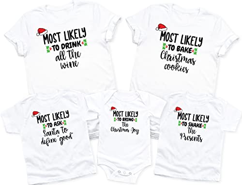 Family Matching Christmas Shirts | Funny Christmas T-Shirts | Most Likely to Shirts Christmas Tees | Matching Christmas Black2