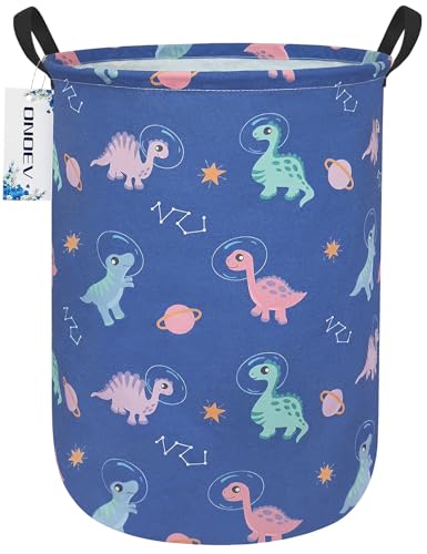Image of ONOEV Round waterproof laundry basket,foldable storage basket,laundry Hampers with handle,gift basket,suitable for children's room and toy storage (Space Dinosaur)