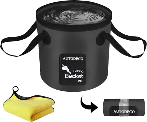 La Mejor Recopilación de Ropa de Acampada y marcha para Niño del mes. 44 AUTODECO Cubo Plegable Contenedor De 5 Galones Cubo De Agua Plegable Lavabo Portátil para Acampar Pesca Viajar Jardinería Al Aire Libre Lavado De Autos 1 Piezas 20L 20L-1 Piezas...