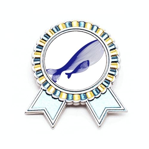 Broche Océan baleine bleue en métal grand bijou de sac veste