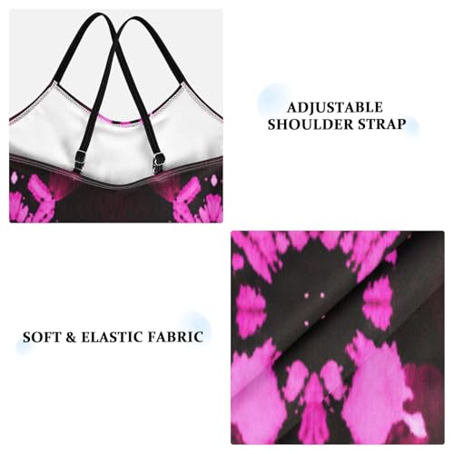 Vibrant Pink Black Bathing Suit Girls, Summer Beach Swimsuit Girls, 3-103