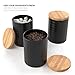 Barnyard Designs Black Canister Sets for Kitchen Counter, Flour Coffee Tea Sugar Container Set with Bamboo Lids, Vintage Farmhouse Decor Kitchen Canisters, Metal/Bamboo, Set of 3