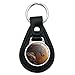 Black Leather Black Horse Racing Keychain