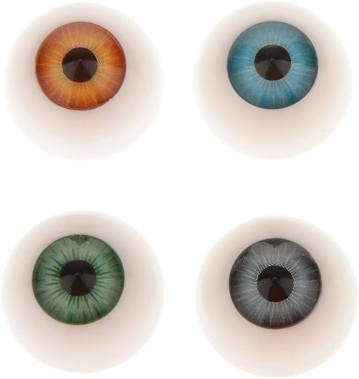 20Mm Doll Eyes for Crafts, DIY Supplies for Doll Making, Acrylic Half Round Eyeballs for Porcelain and Vinyl Dolls, 8 Pcs