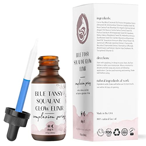 Blue Tansy Squalane Face Elixir With Jasmine Oil, Carrot Oil, And Chamomile - Balance, Tone, And Fight Acne - Facial Serum By Foxbrim Naturals 1 Oz #TOP6