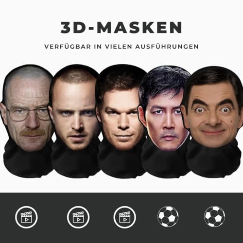 Aristo Solutions Realistische Mr. Bean 3D-Druck Vollgesichtsmaske – Atmungsaktiv, leicht & bequem, ideal für Cosplay, Partys, Halloween, Karnveal & Events Funny