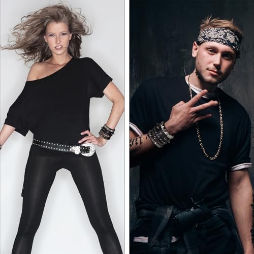 3 Pcs Punk Rock Leather Studded Bracelets for Men Women 80s Gothic Spiked Bracelet Vintage Punk Bracelets Set Emo Accessories for Rocker4