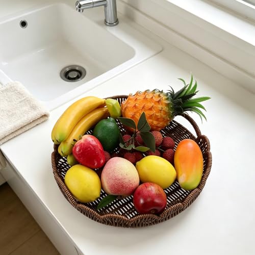 Cesta de almacenaje para cocina portátil LAPYAPPE, bandeja redonda de plástico para fruta 6