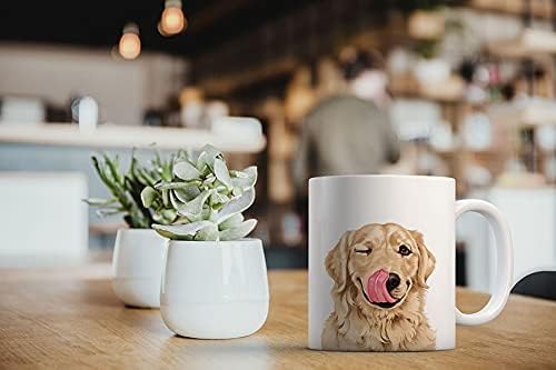 Miniatura 6 de MUGBREW Cute Winking Golden Retriever - Taza de café de cerámica, 11 onzas