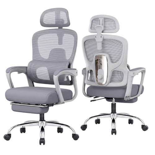 Image of Ergonomic Office Chair with Footrest, 90-145 Reclining Mesh Desk Chair