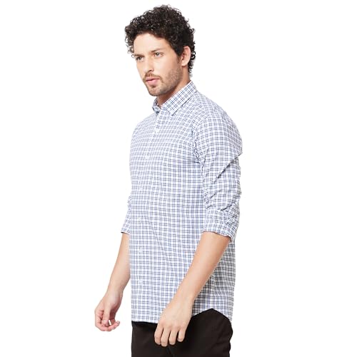 Image of KENNETH COLE New York Mens Slim Fit Cotton Spread Collar Long Sleeve Patch Pocket at Chest Casual Shirt