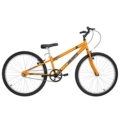 Bicicleta de Passeio Ultra Bikes Esporte Rebaixada Aro 26 Reforçada Freio V-Brake Sem Marcha Laranja