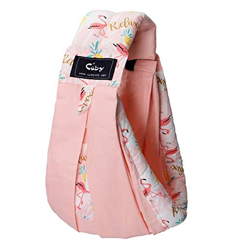 CUBY Portador de Bebé Multifuncional,Cómodo Algodón,Hebilla Ajustable Baby Carrier, Ergonómica, sexo masculino y femenino Baby Wrap (Rosa Flamenco) (Rosa)