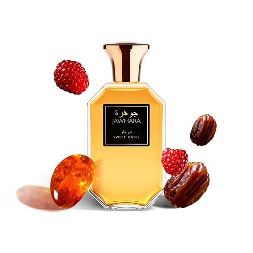 Jawhara Sweet Dates | Ambery Fruity Eau de Parfum 3.3 fl oz | Notes of Raspberry Medjool Dates and Rich Amber | Long Lasting | Everyday Wear | TSA Compliant | Sweet Fragrance for Women