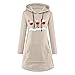 Kleid Weihnachten Damen Elegant, Sweatshirt Kleid Damen Mit Taschen, Weihnachts Hoodie Damen Lang Pulloverkleid Damen Mit Klassiker Bedruckt Casual Basic Weihnachtskleid Damen Langarm Kleid