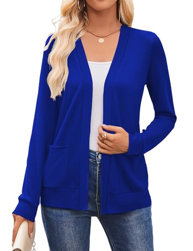 Halife Womens Cardigan Dressy Casual Sweaters Open Front Cardigans Holiday Outfits Knit Duster Lightweight Summer Clothes Royal Blue L