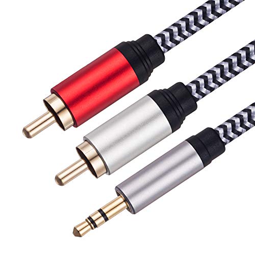 3.5mm to RCA Audio Cable, Morelecs Nylon-Braided 3.5mm to 2RCA Audio Auxiliary Stereo Y Splitter Cable, Double-Shielded, Heavy Duty 3.5mm Male to 2 RCA Male Stereo Audio Adapter Cable - 20 Feet