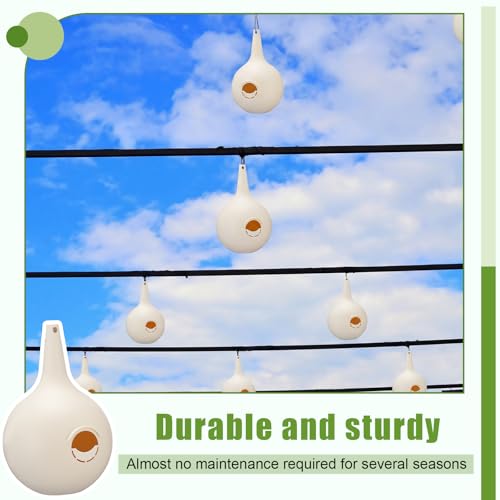 LemonRoad 16 Pieces Martin Gourds Wild Bird Lover's Purple Martin Gourd House 1.25" Entrance 8" Nest Chamber Plastic White Bird House for Outdoors Yard Garden Shepherd's Pole by LemonRoad - Image 7