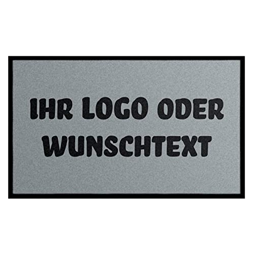 WohnDirect Fußmatte selbst gestalten I Geschenk mit ihrem Namen/Bild/Logo I große Auswahl, (60x85cm Grau)