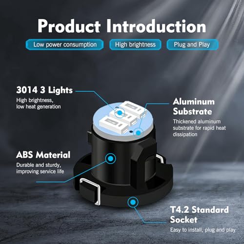 Kit 10 Lámparas LED para Control de Clima Auto 12V Azul miniatura 3