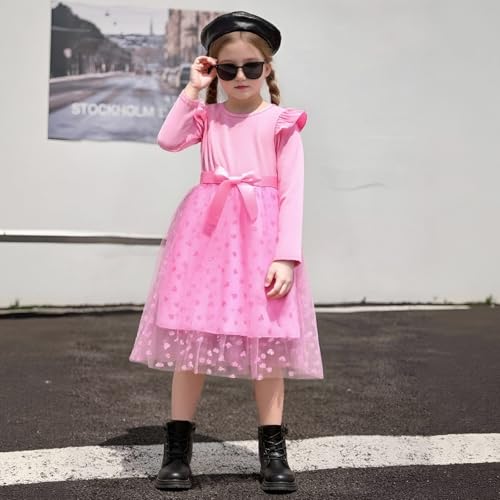 Image of Toddler Little Girls Casual Dresses Short Sleeve Crew Neck Graphic Cartoon Dress for 2-8 Years