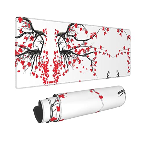 Tapis de souris antidérapant avec bords cousus motif cerisier