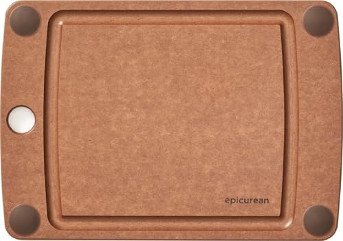 Image of Epicurean All-In-One Cutting Board with Non-Slip Feet and Juice Groove - Non-toxic, Dishwasher Safe, Made in the USA, 10 inch x 7 inch, Nutmeg