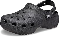 Crocs Women's Classic Platform Glitter Clog, Black, US W7