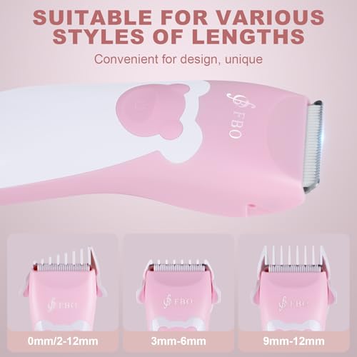 Image of FBO Professional Baby Hair Clipper, Body Hair Trimmer, Pink Bear | Quiet,Waterproof,Painless,Cordless,Rechargeable,Multi-Purpose Grooming Kit for Infants,Toddlers & Adults,Home and Salon Use