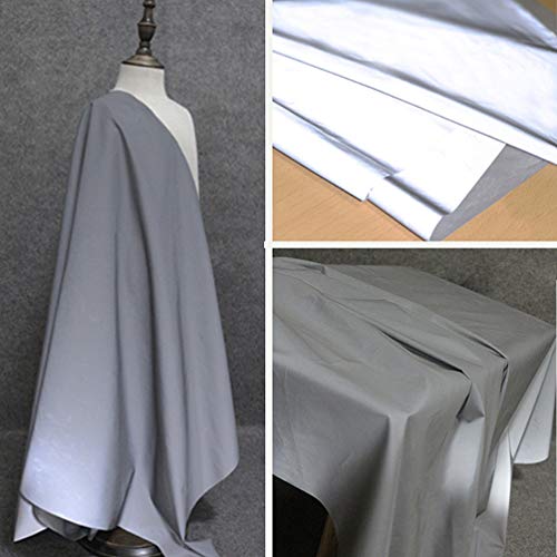 CHZIMADE Material Stoff zum Nähen Meterware - Nachtsicht Reflektierender Sicherheitswarnstoff Leuchtender Silberner Blitz Leuchtender Regenmantelstoff, 50 * 140cm