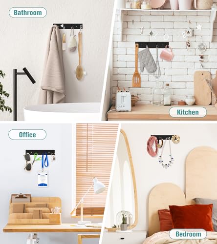 RELBRO-Key-Holder-Wall-Mount-Black-Metal-Key-Hanger-Self-Adhesive-Key-Rail-with-4-Key-Hooks-Key-Rack-Organizer-2-Options-Installation-for-Entryway-Hallway-Kitchen-RV-Camper