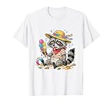 Summer 2026 Beach Raccoon Ice Cream Funny Graphic T-Shirt