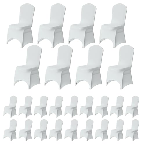 Trimming Shop Spandex Blanc Housse de Chaise Tissu Housse avec Super Extensible, Durable, Longue Durée Élastique pour Mariage, Fêtes, Restaurant, Dîner...