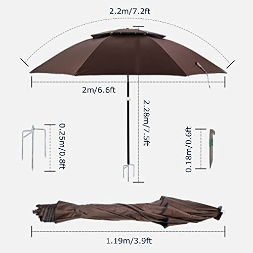 Parasol de playa portátil de 2.2m con pegamento negro de alta protección 7