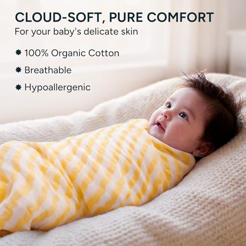 Image of NINTARABABY Swaddles - 100% Organic Muslin Cotton, Pack of 2, 39 inch x 39 inch
