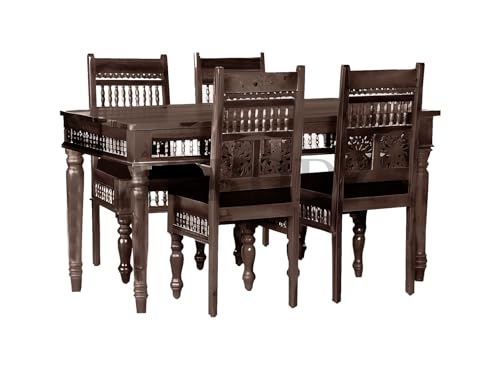 Image of APRODZ Sheesham Wood Norcross 4 Seater Dining Table Set for Home and Living Rooms| Dining Furniture | Walnut Finish