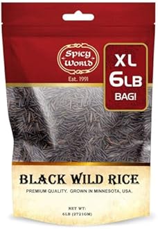 Minnesota Grown Black Wild Rice 6 Pound Bag - Premium Quality, All Natural - by Spicy World