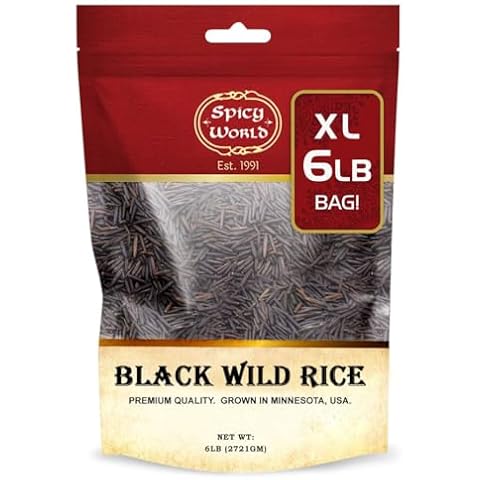 Minnesota Grown Black Wild Rice 6 Pound Bag - Premium Quality, All Natural Cover