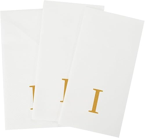 Miniatura 273 de Luxenap - Toallas de invitados de 15.8 x 7.9 pulgadas, 50 toallas de mano con letras plateadas, letra "P", fuente Sans Serif, servilletas de papel