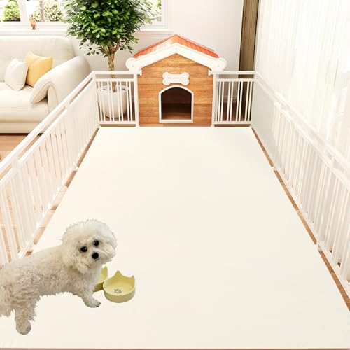 ペット用床保護マット 犬 猫 おしっこマット 防水 フローリングカーペット さっと拭ける 長方形 速乾 防音保温 防滑 めくれない 無毒 抗菌 猫 犬用シーツ リターボックス、リタートレイ、ケージ、アクティビティエリア用 オールシーズン対応(白色,70x1