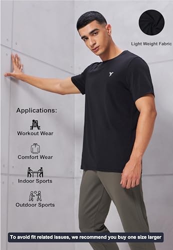 Image of TECHNOSPORT Men's Slim Fit Solid Crew Neck T-Shirt, Cotflex Quick Dry Wrinkle Resistant Polyester Sports Tee for Gym, Running, Training, Sports