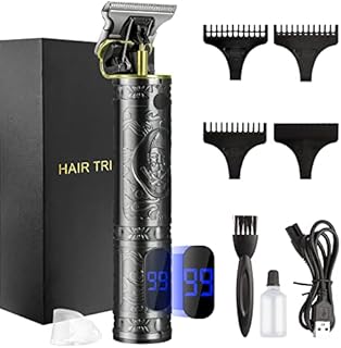 Hair Clippers for Men, AISEELY Beard Trimmer Cordless, LCD Screen Zero Gapped T-Blade Trimmer Clippers for Hair Cutting, Professional Electric Shavers for Beard & Face & Hair, Edgers Clippers, Grey