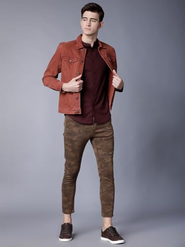 Image of Highlander Men's Slim Fit Casual Shirts | Solid | Long Sleeves | Mandarin Collar | Casual Shirts for Men